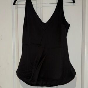 Saks Fifth Avenue Satin Black Sleeveless Blouse